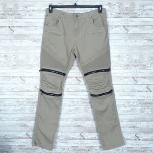 8ighth Dstrkt Mens Moto Jeans 38x34 Beige 771